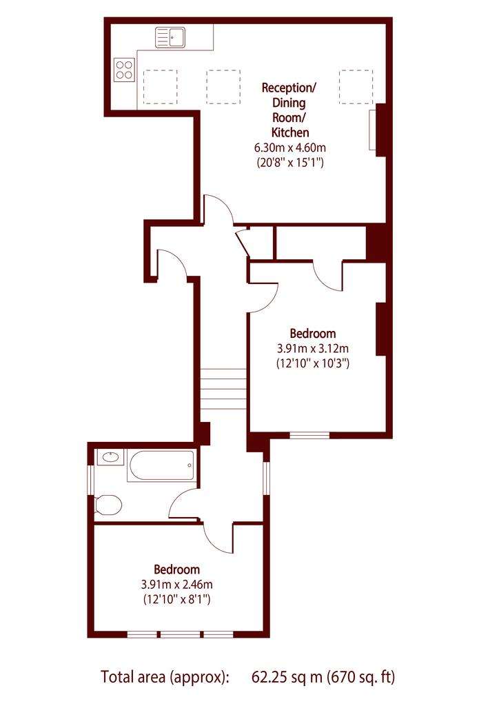 2 bedroom flat to rent - floorplan