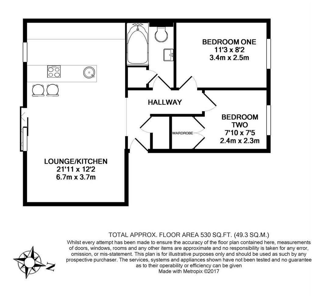 2 bedroom flat to rent - floorplan