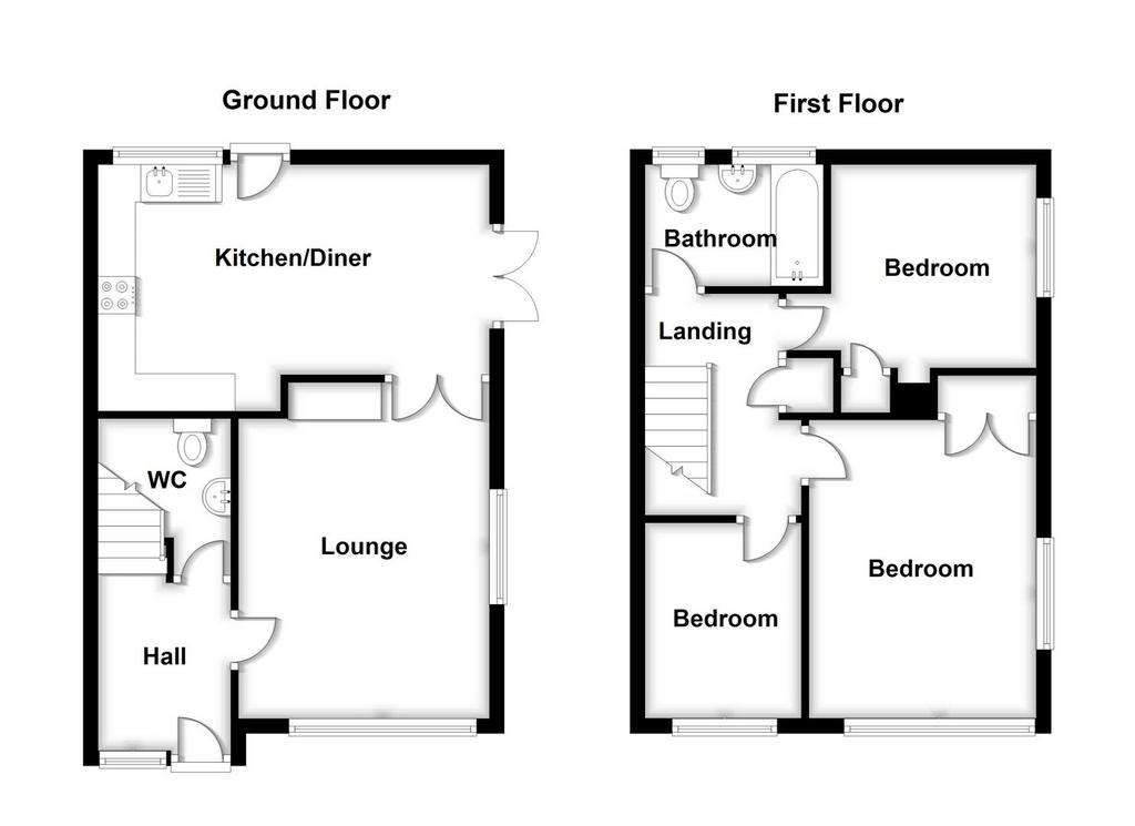 3 bedroom semi-detached house for sale - floorplan