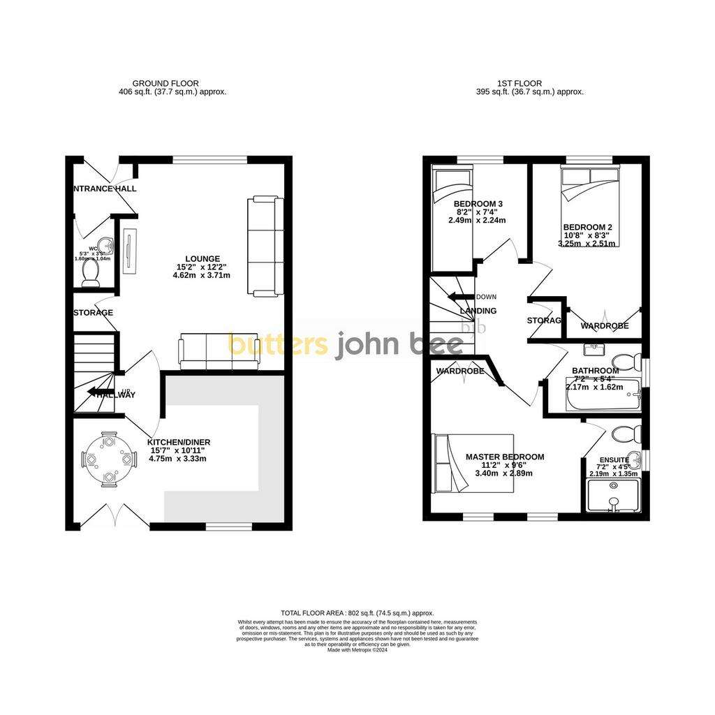 3 bedroom semi-detached house for sale - floorplan