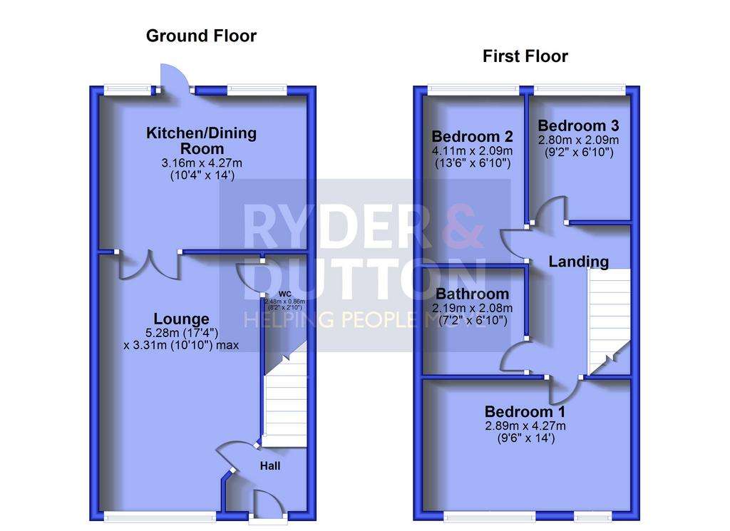 3 bedroom end of terrace house for sale - floorplan