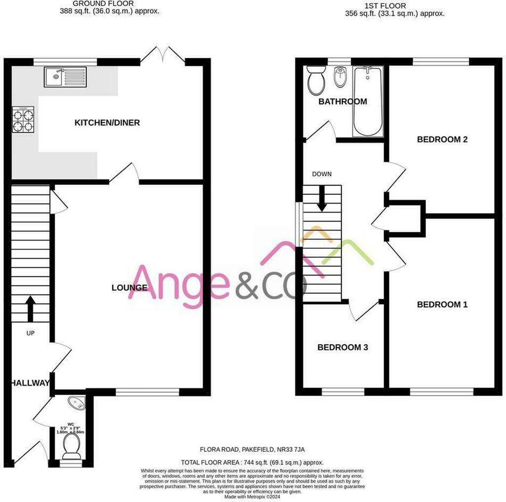 3 bedroom semi-detached house for sale - floorplan