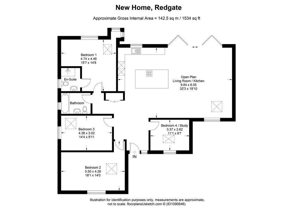 4 bedroom detached bungalow for sale - floorplan