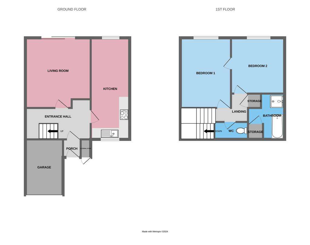 2 bedroom end of terrace house to rent - floorplan