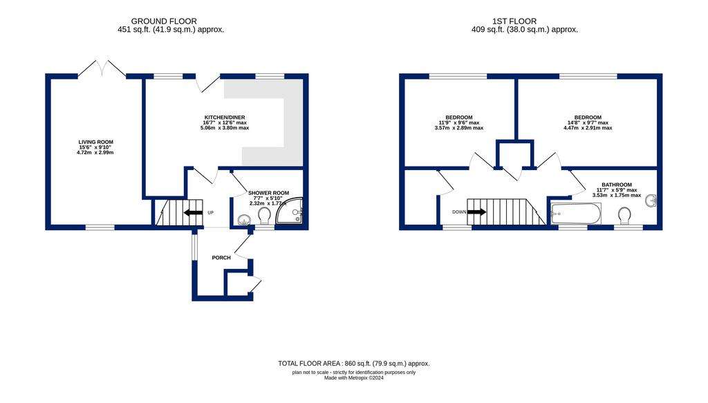 2 bedroom terraced house for sale - floorplan