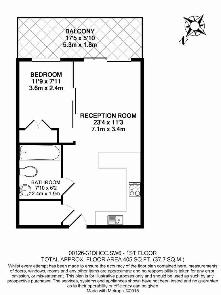 Studio flat to rent - floorplan