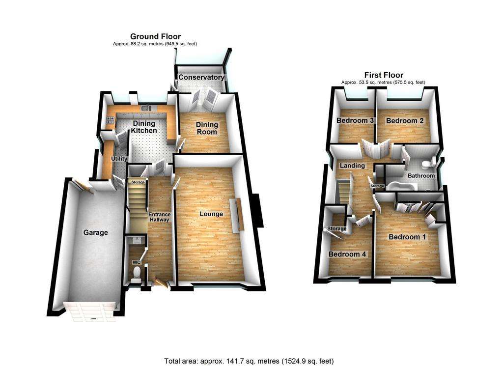 4 bedroom detached house to rent - floorplan