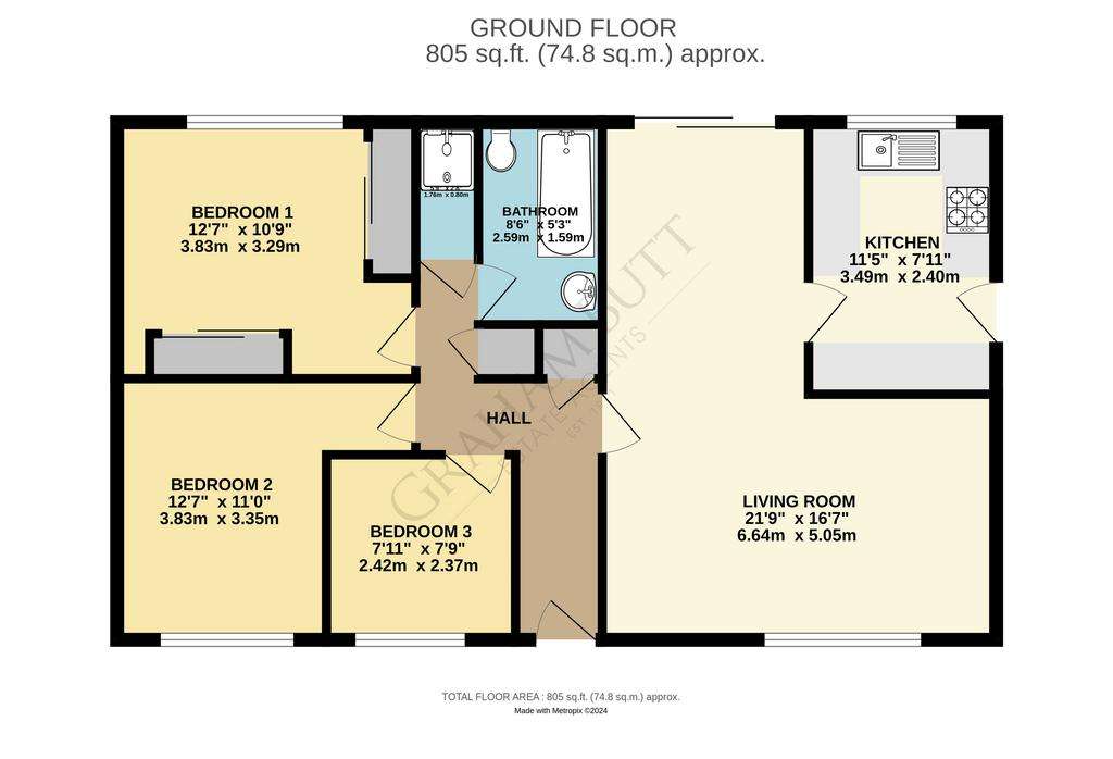 3 bedroom bungalow for sale - floorplan