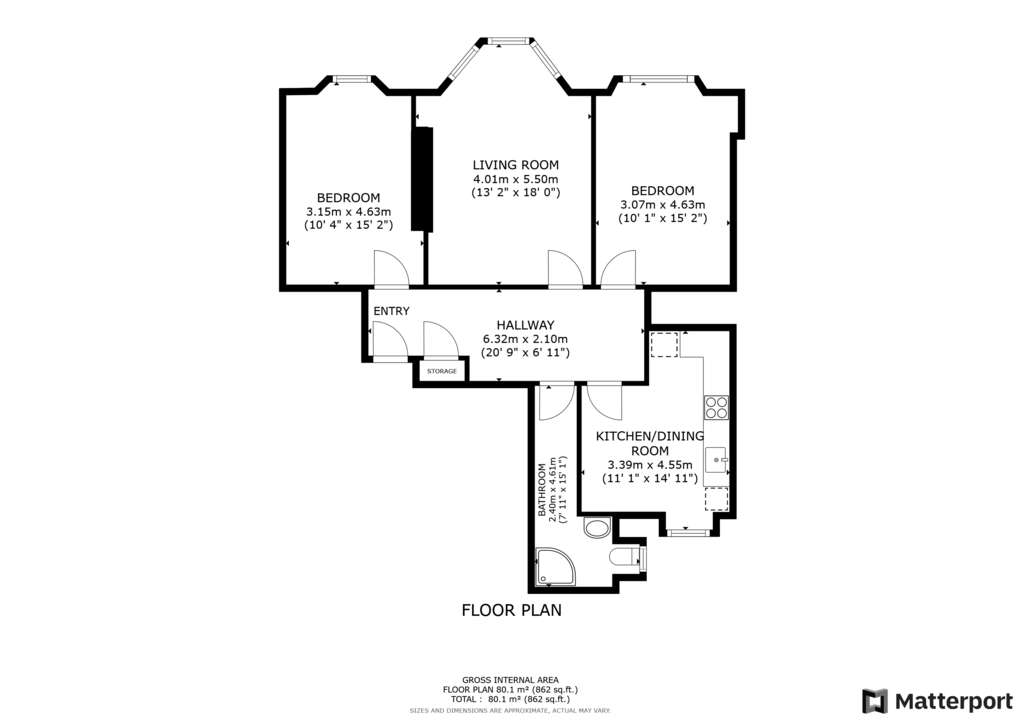 2 bedroom flat for sale - floorplan