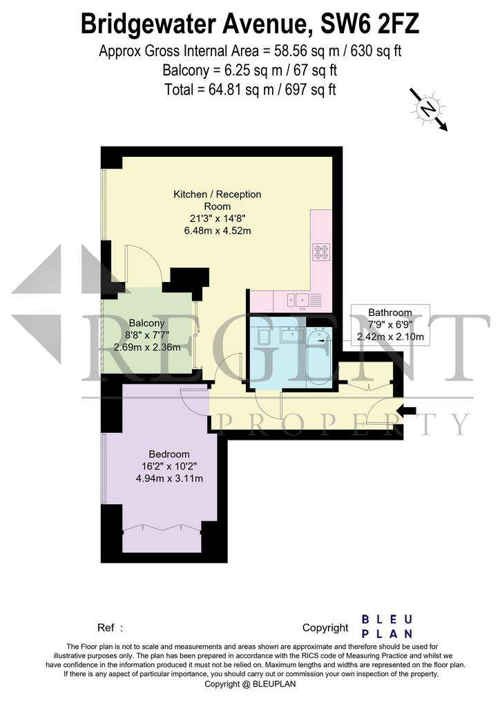 1 bedroom flat to rent - floorplan