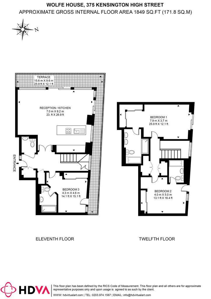 3 bedroom penthouse apartment to rent - floorplan