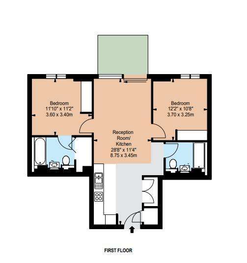 2 bedroom duplex apartment to rent - floorplan