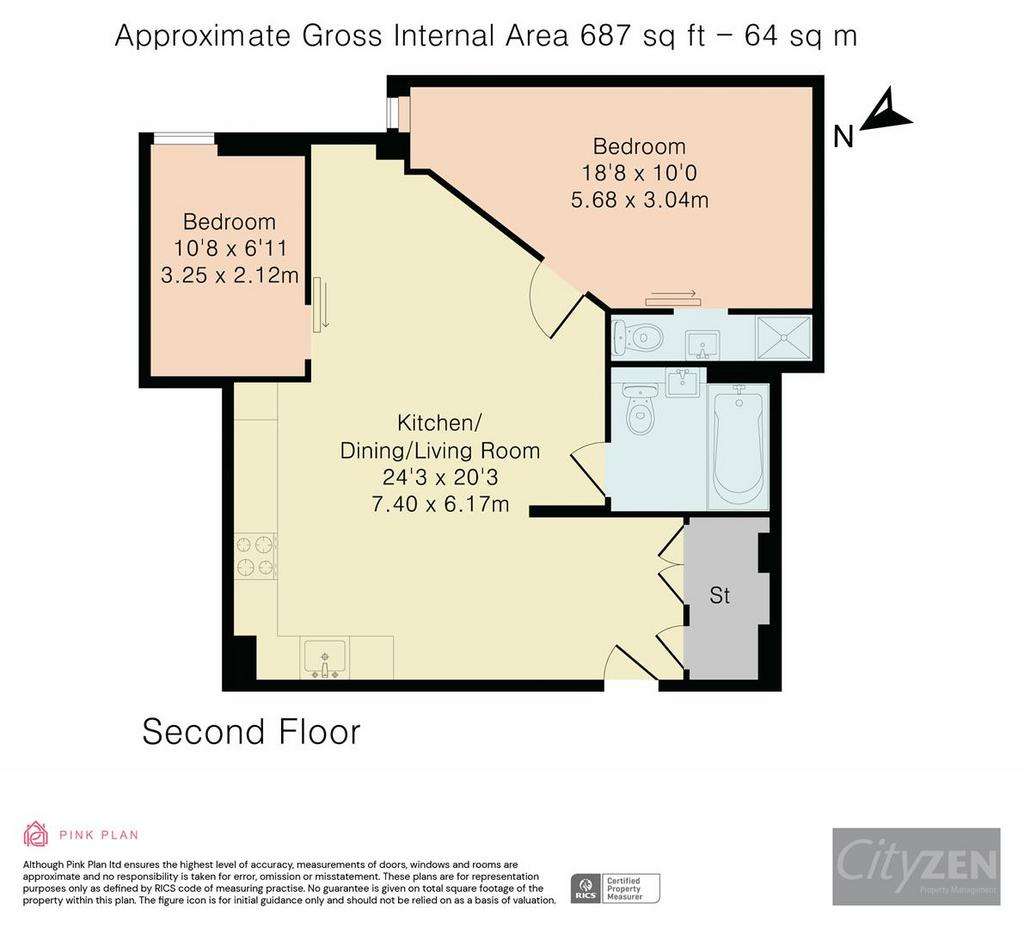 2 bedroom flat to rent - floorplan