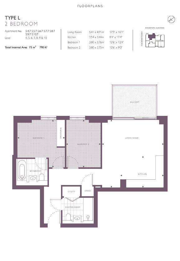 2 bedroom flat to rent - floorplan