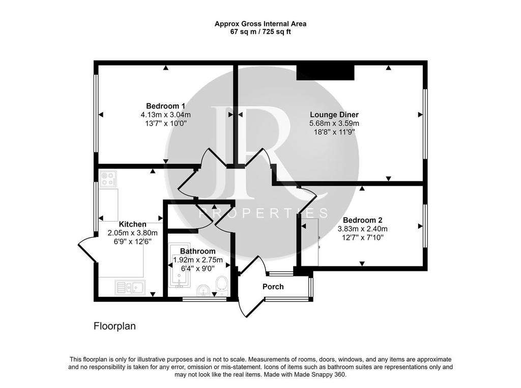 2 bedroom semi-detached bungalow for sale - floorplan