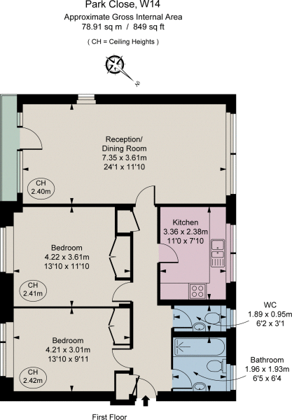 2 bedroom flat to rent - floorplan