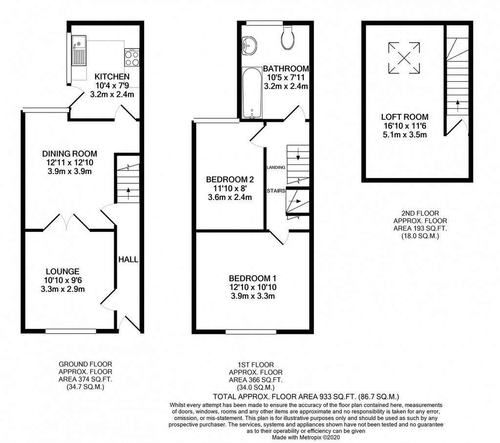 3 bedroom terraced house to rent - floorplan