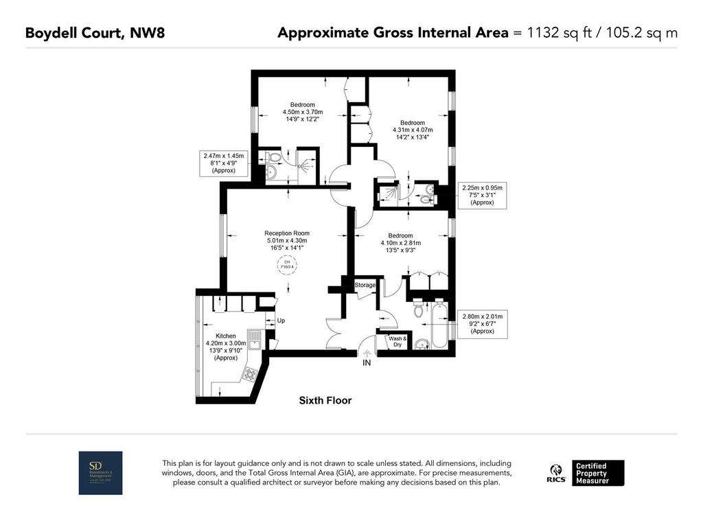 3 bedroom flat to rent - floorplan