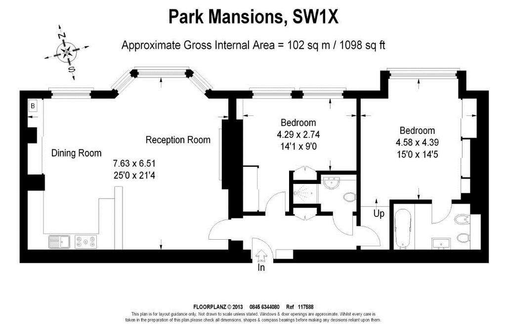 2 bedroom flat to rent - floorplan