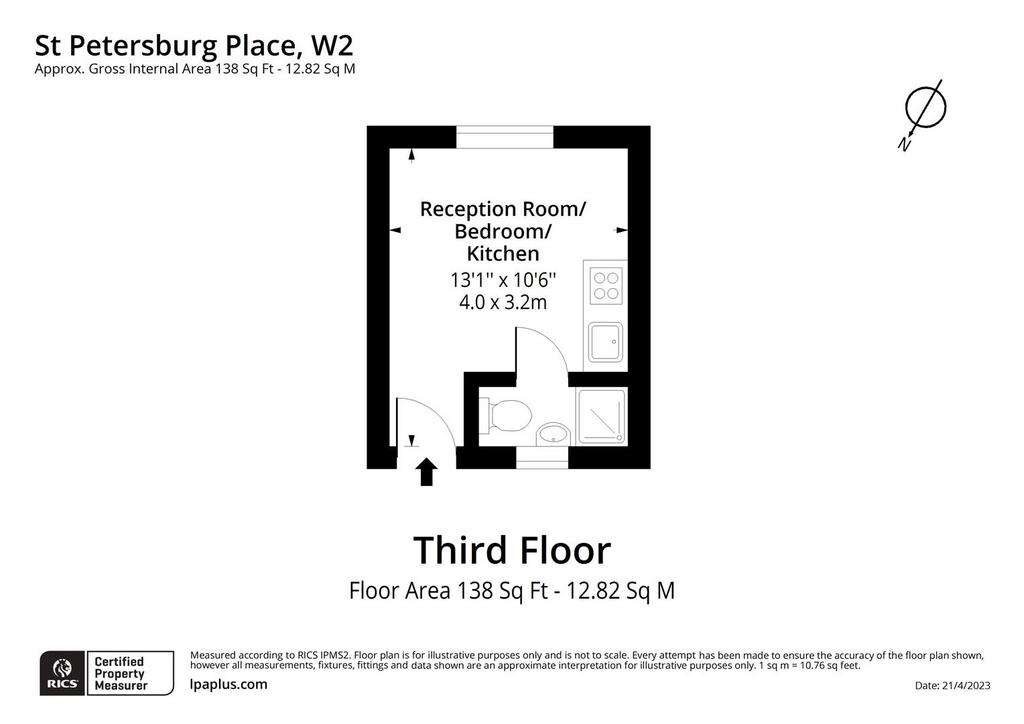 Studio flat to rent - floorplan