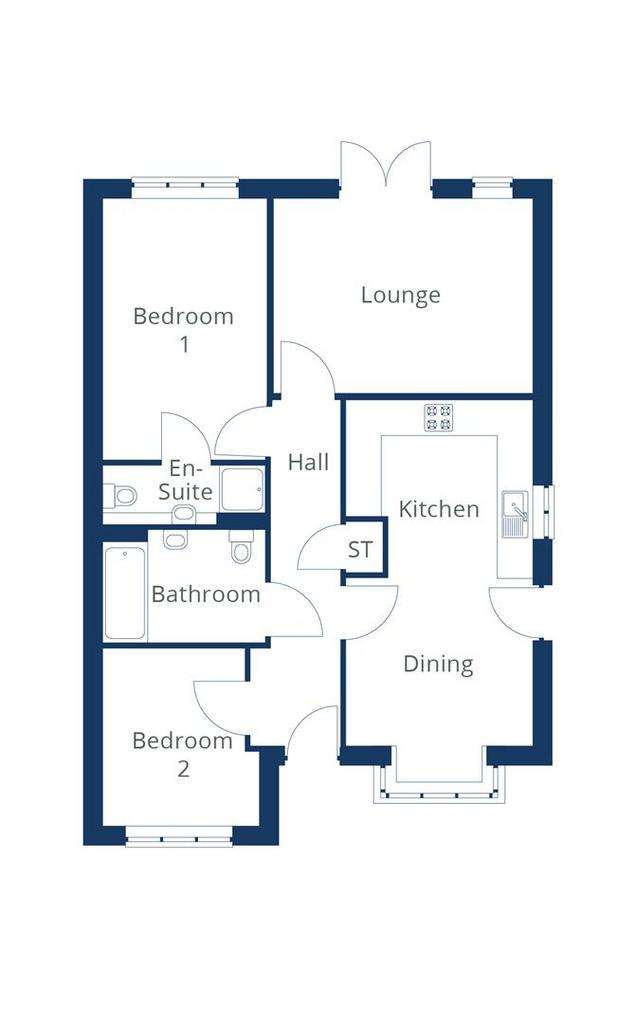 2 bedroom semi-detached bungalow for sale - floorplan