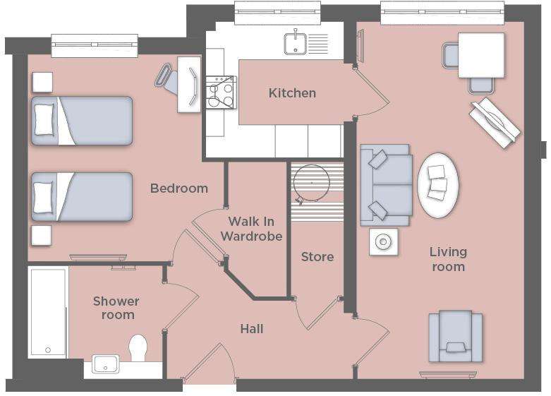 1 bedroom retirement property for sale - floorplan