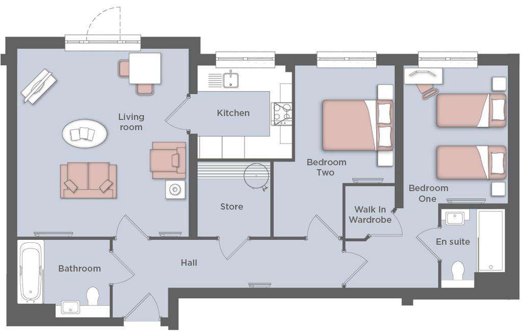 2 bedroom retirement property for sale - floorplan