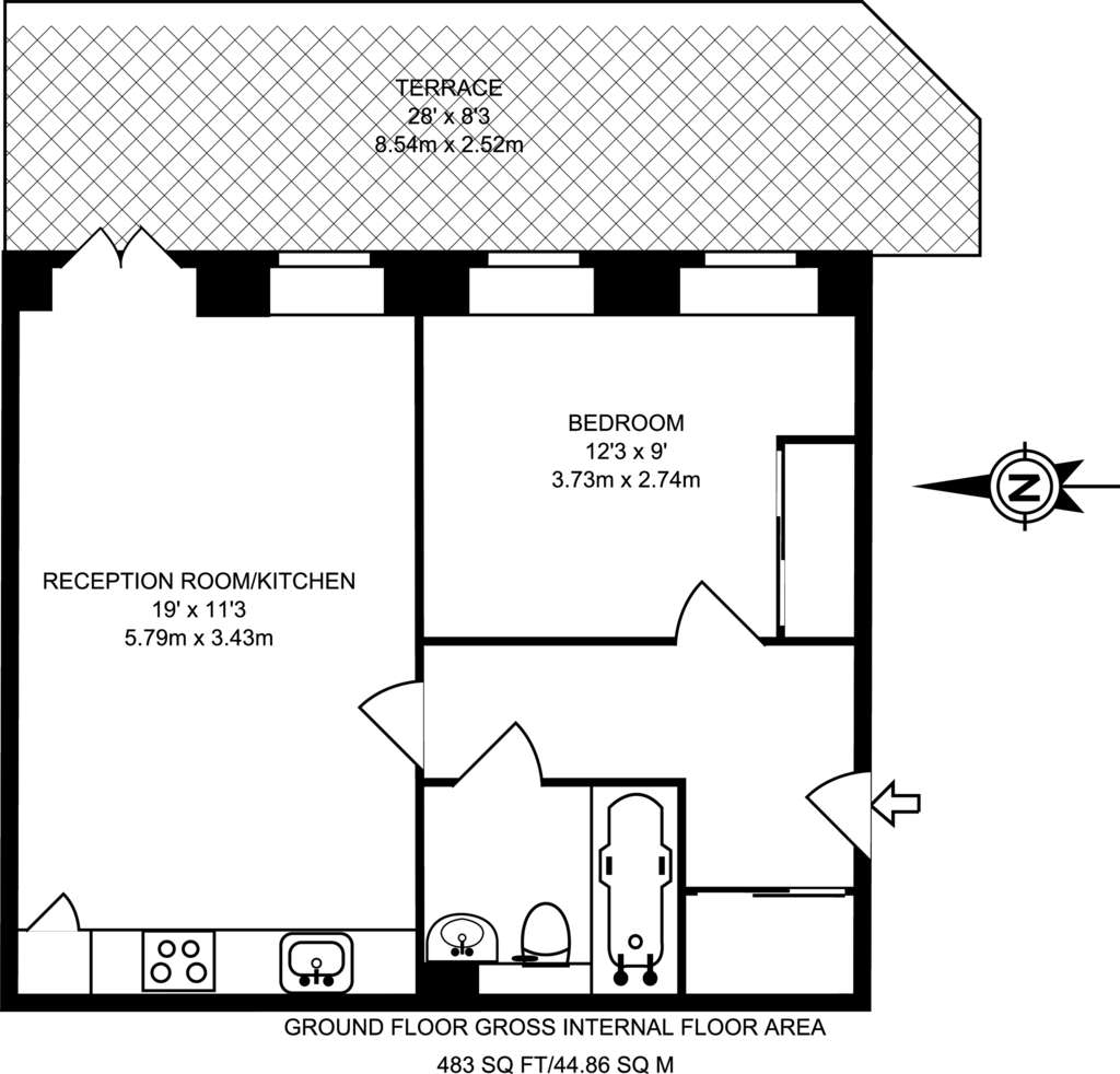 1 bedroom flat to rent - floorplan