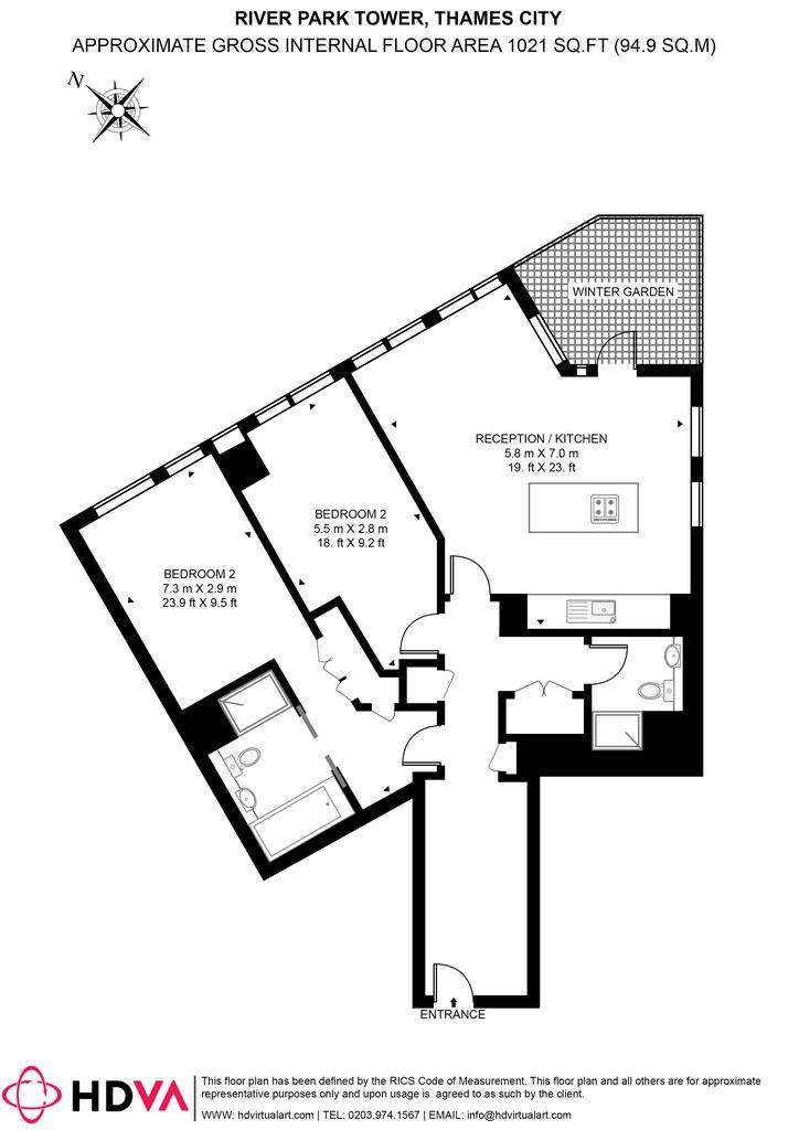 2 bedroom flat to rent - floorplan