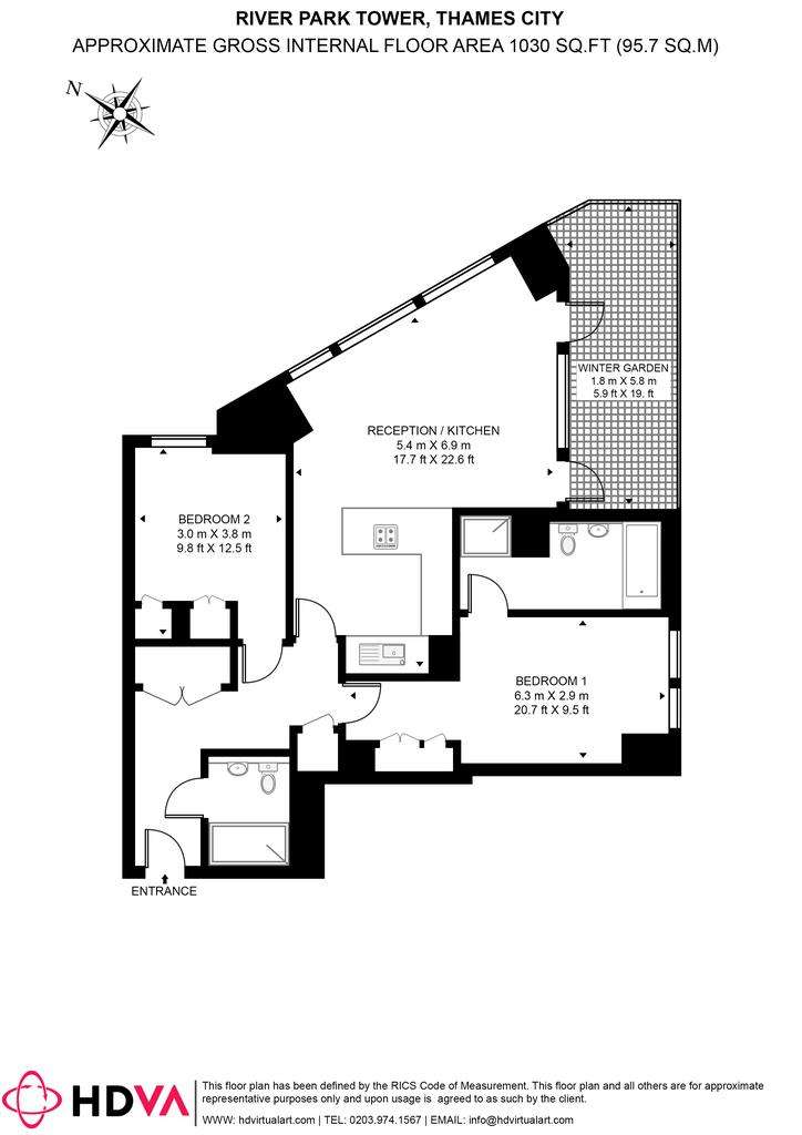 2 bedroom flat to rent - floorplan