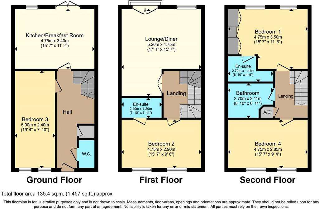 4 bedroom end of terrace house for sale - floorplan