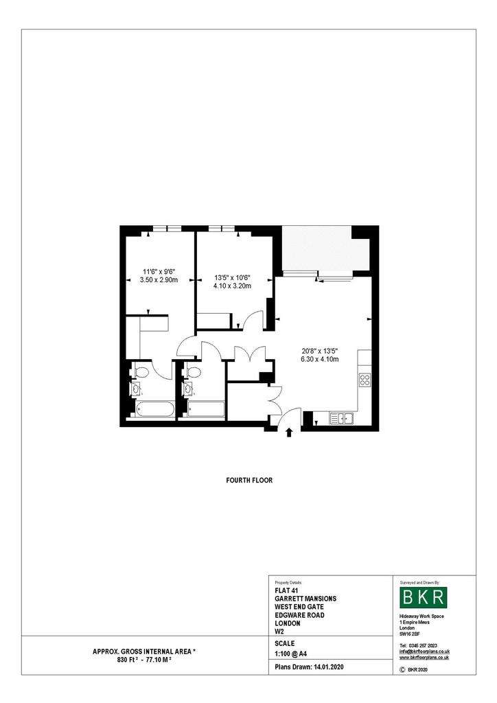 2 bedroom flat to rent - floorplan