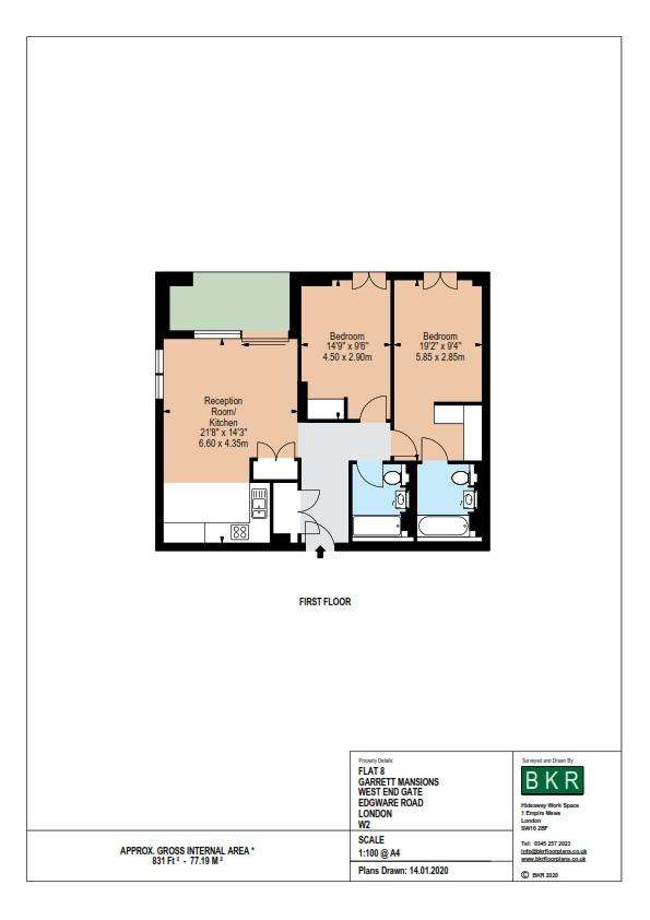 2 bedroom flat to rent - floorplan