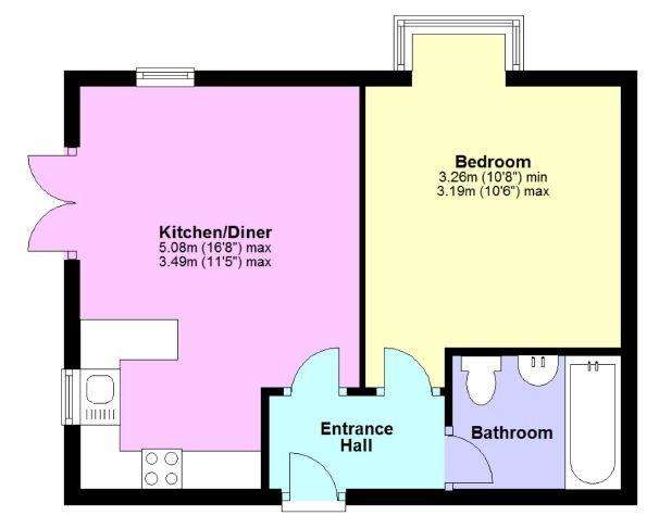 1 bedroom flat to rent - floorplan