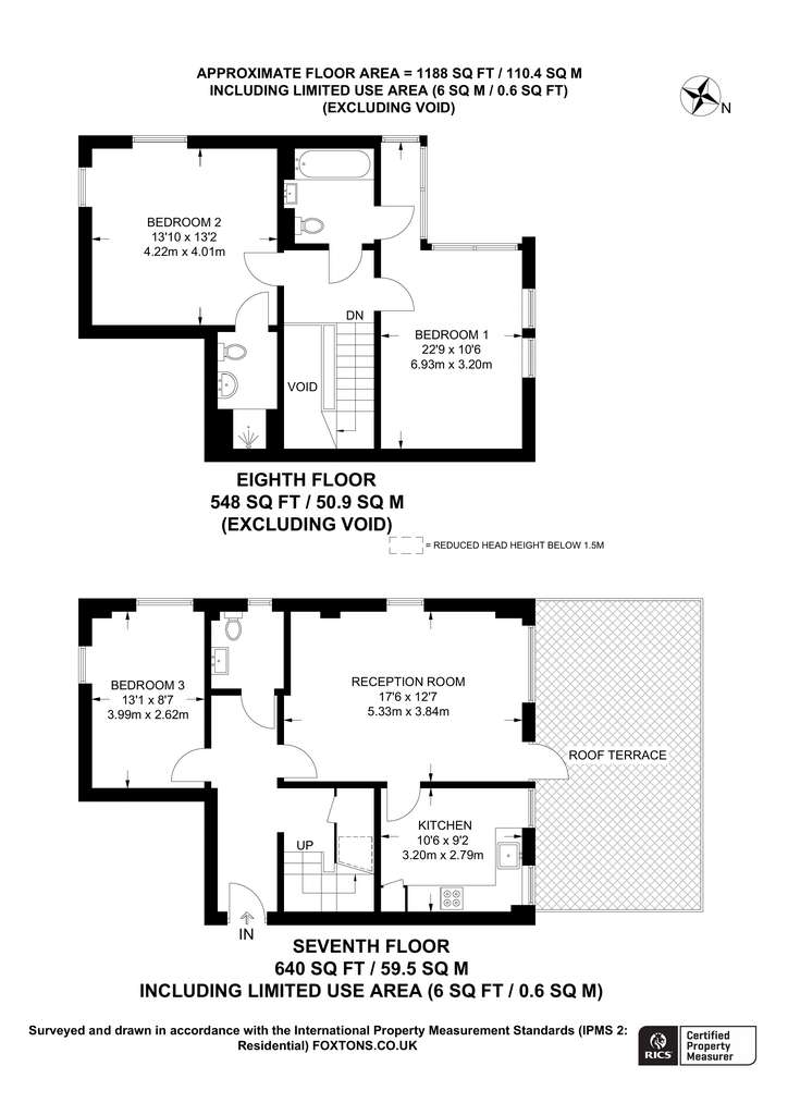 3 bedroom flat to rent - floorplan