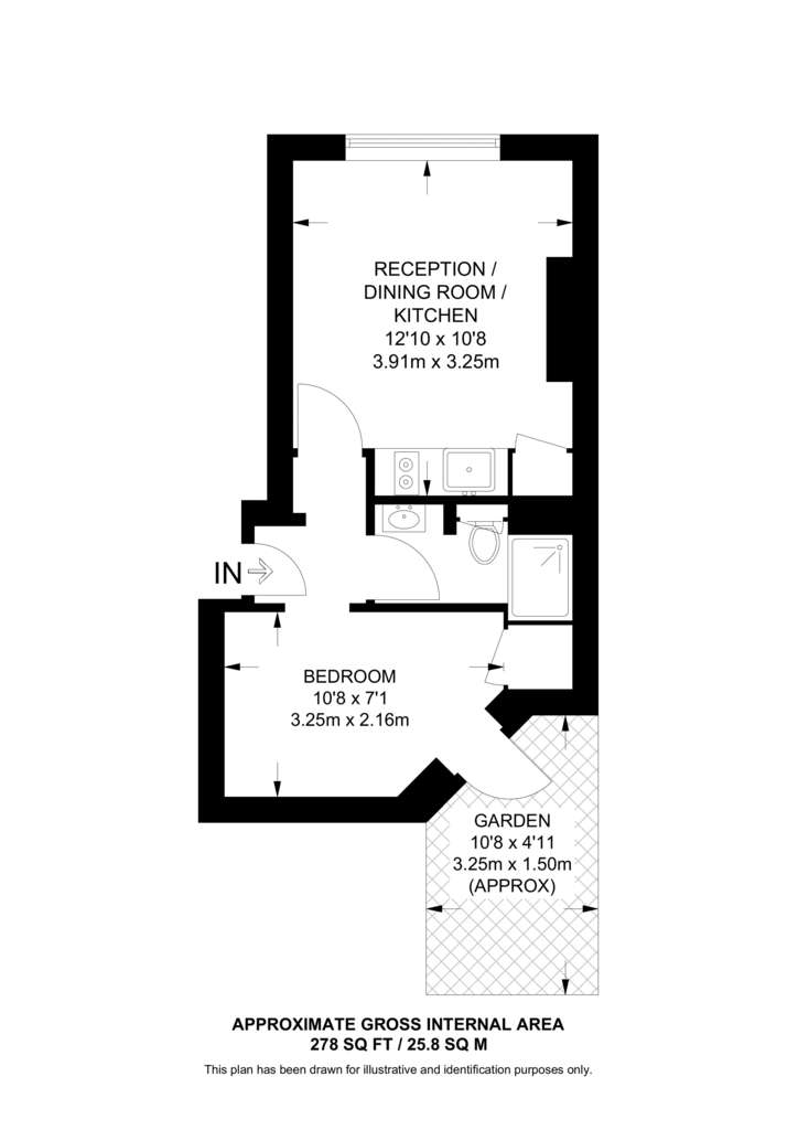 1 bedroom flat to rent - floorplan