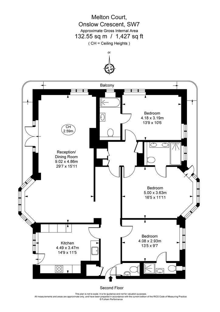 3 bedroom flat to rent - floorplan