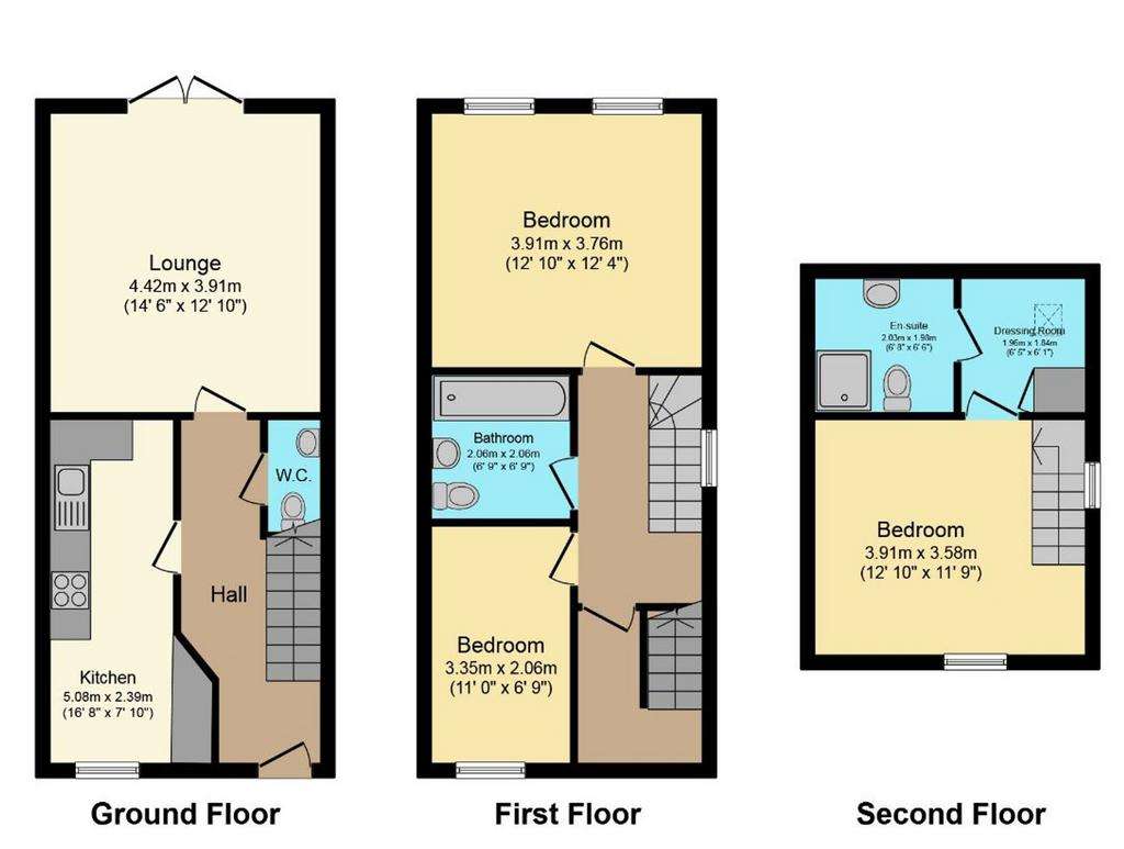 3 bedroom semi-detached house to rent - floorplan