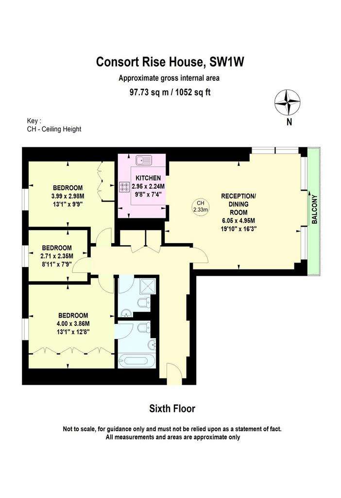 3 bedroom flat to rent - floorplan