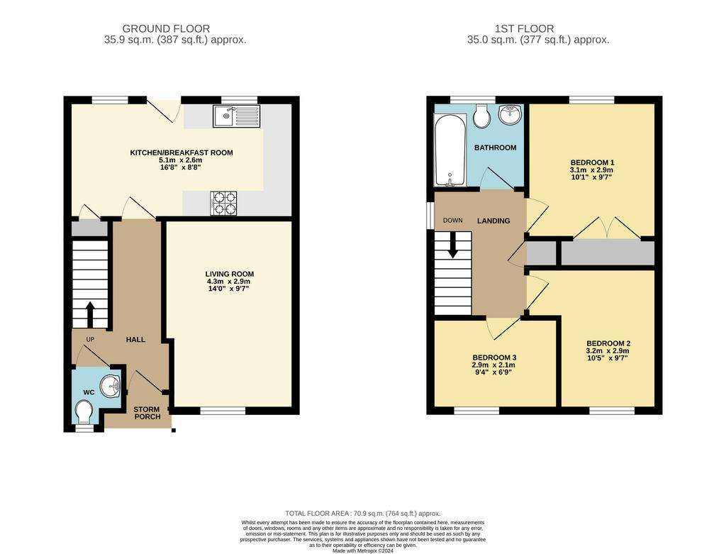 3 bedroom semi-detached house for sale - floorplan