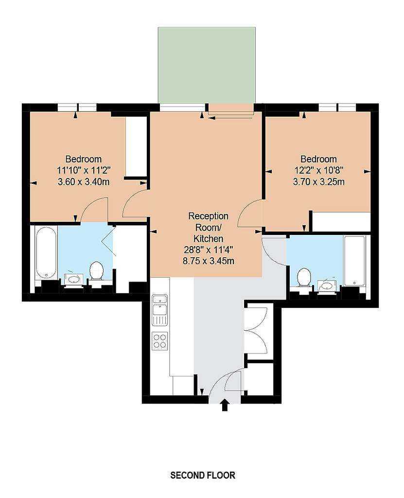 2 bedroom flat to rent - floorplan