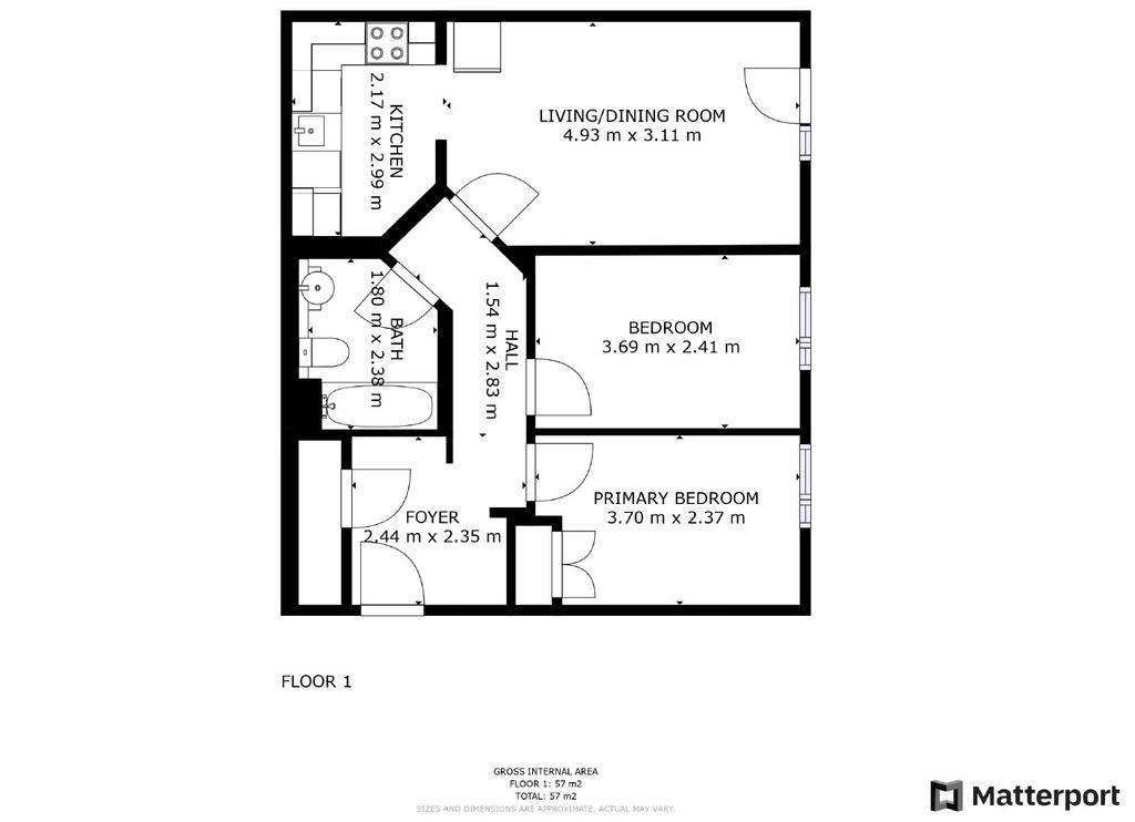 2 bedroom flat to rent - floorplan