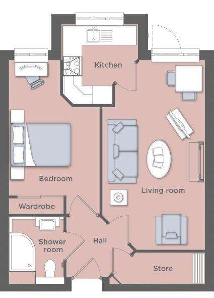 1 bedroom retirement property for sale - floorplan