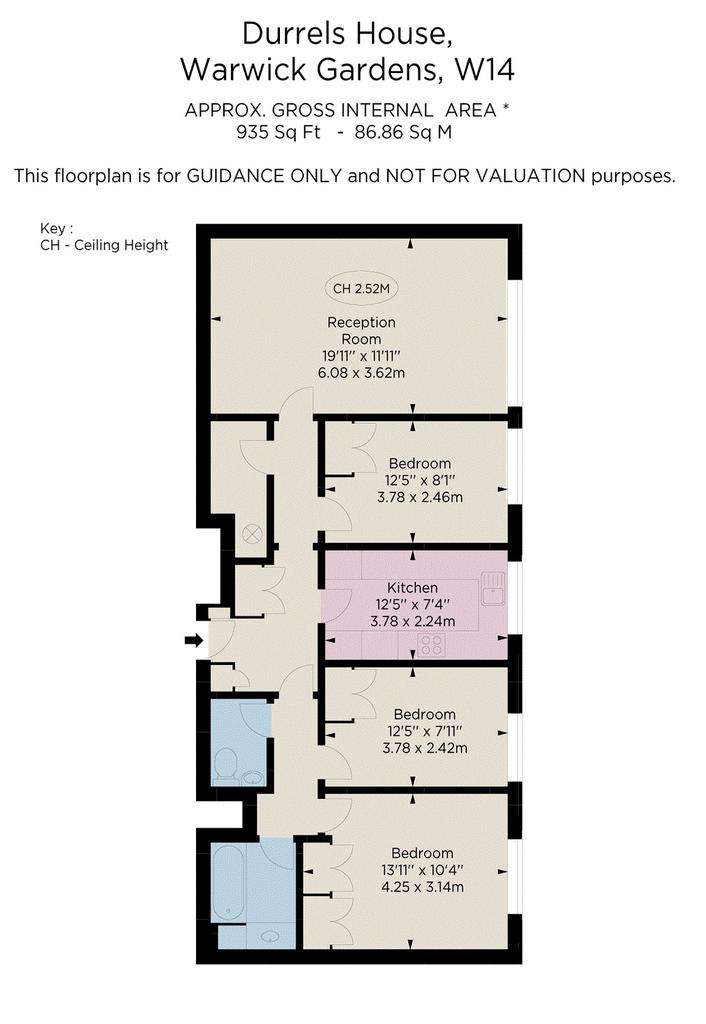 3 bedroom flat to rent - floorplan