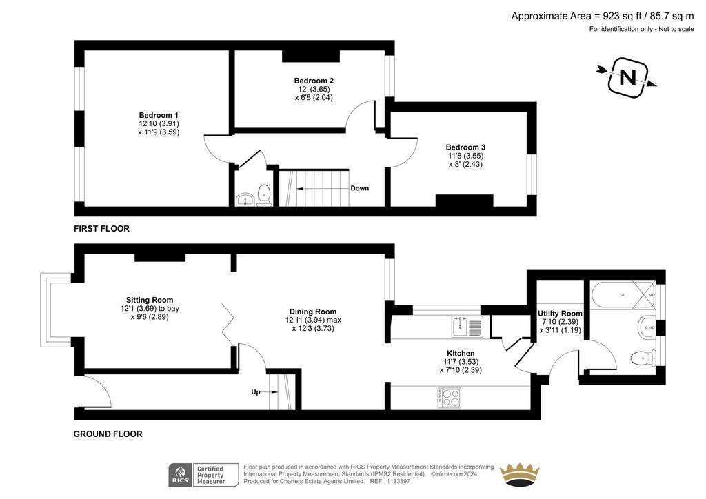 3 bedroom terraced house for sale - floorplan