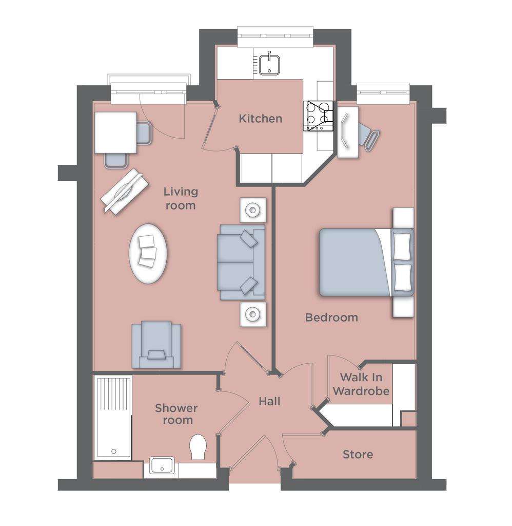 1 bedroom retirement property for sale - floorplan