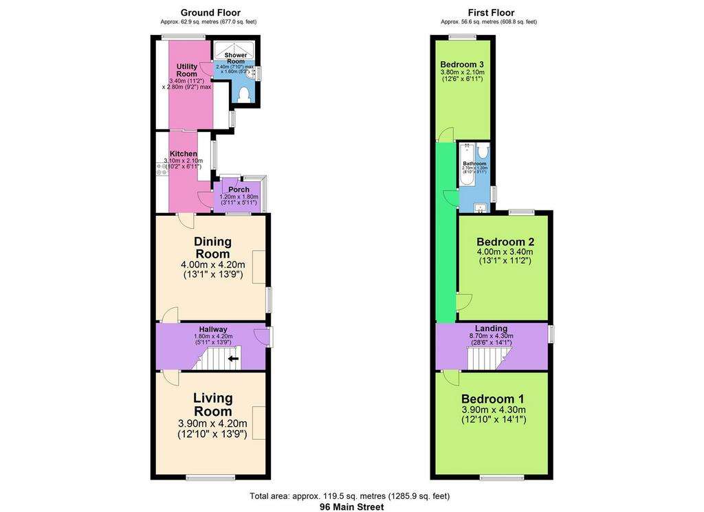 3 bedroom semi-detached house to rent - floorplan