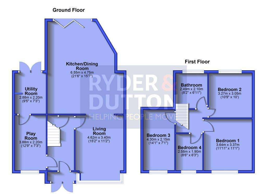 4 bedroom semi-detached house for sale - floorplan