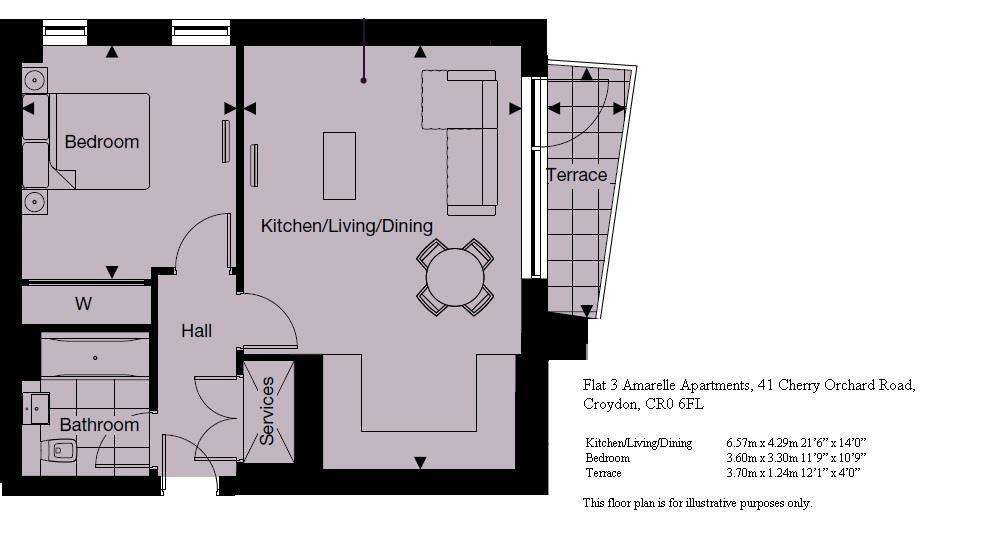 1 bedroom flat to rent - floorplan