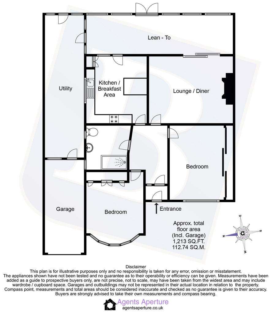 2 bedroom bungalow for sale - floorplan